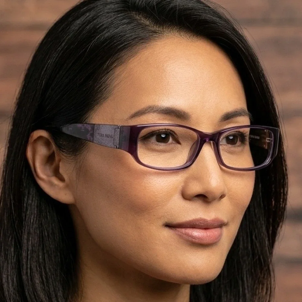 Vera Wang V042 Purple Marble Rectangle Eyeglasses 51-17-135 AY